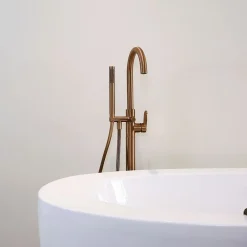 Robinet De Baignoire|Essebagno Colonne de sol mécanique cuivre brossé pour baignoire ilot Charme II