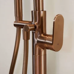 Robinet De Baignoire|Essebagno Colonne de sol mécanique cuivre brossé pour baignoire ilot Charme II
