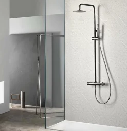 Colonne De Douche Encastrable|Imex Products Colonne douche noire gun metal en acier et laiton avec mitigeur monocommande et douchette extensible