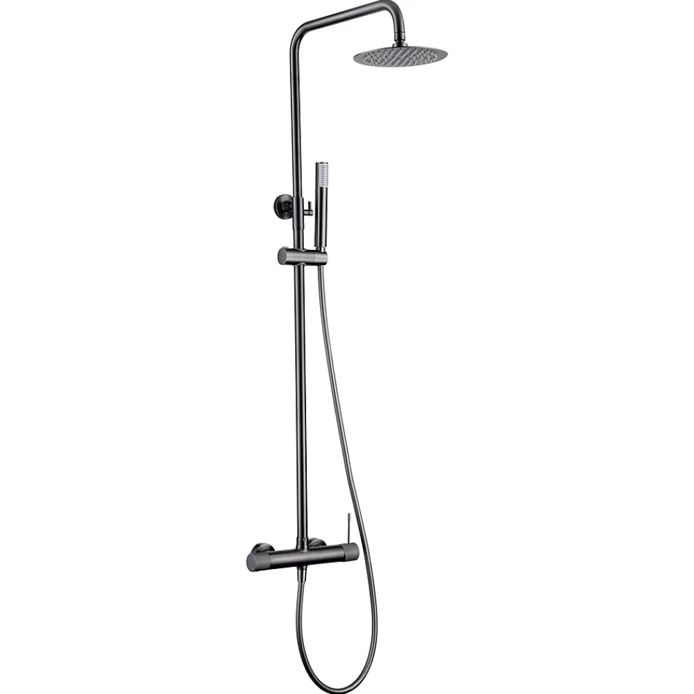 Colonne De Douche Encastrable|Imex Products Colonne douche noire gun metal en acier et laiton avec mitigeur monocommande et douchette extensible