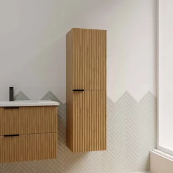 Aurlane Colonne Façade Ondulee 35x30x120 cm - 2 Portes en MDF Decor Bois - MILO
