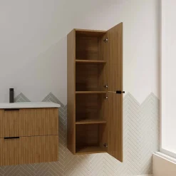 Aurlane Colonne Façade Ondulee 35x30x120 cm - 2 Portes en MDF Decor Bois - MILO