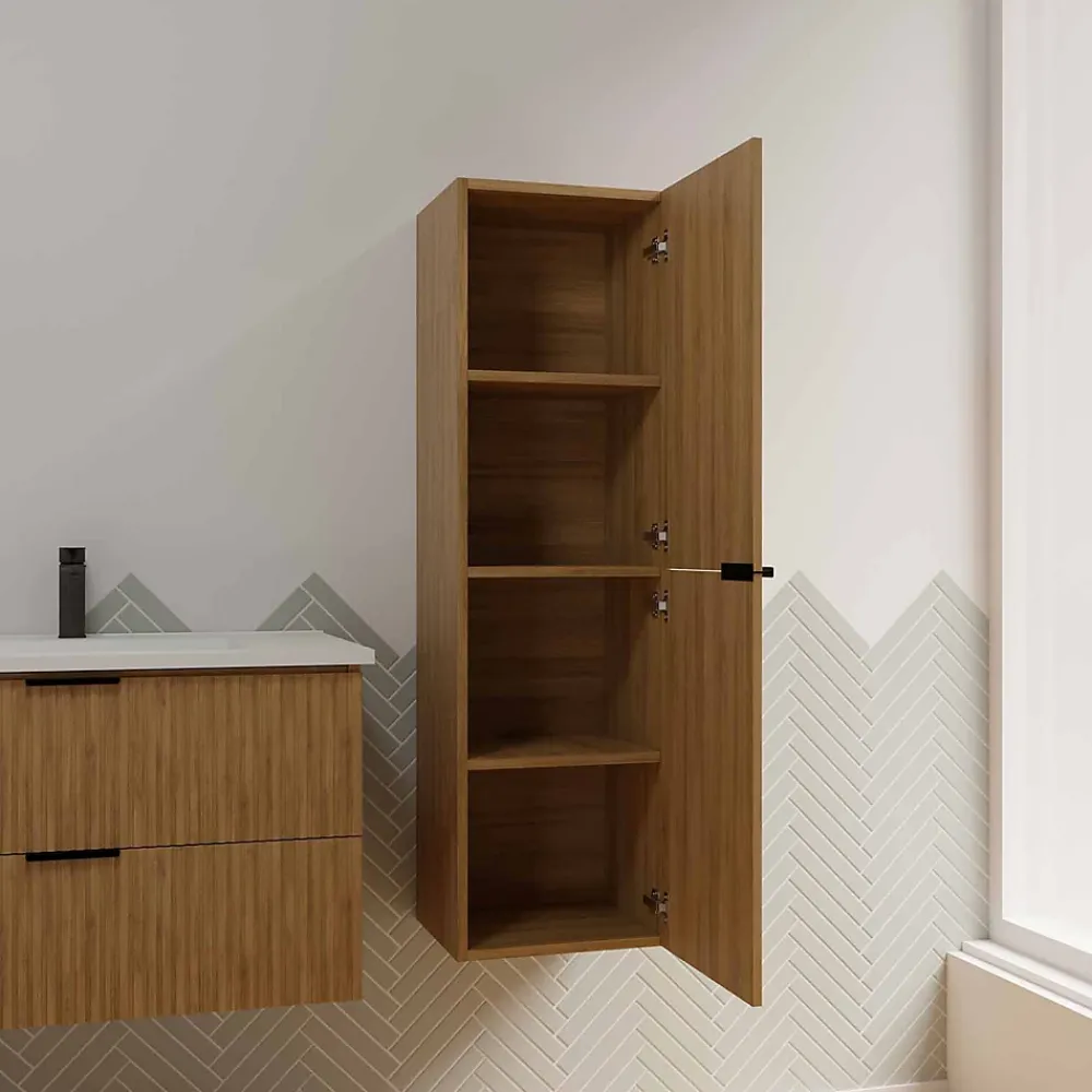 Aurlane Colonne Façade Ondulee 35x30x120 cm - 2 Portes en MDF Decor Bois - MILO