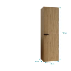 Aurlane Colonne Façade Ondulee 35x30x120 cm - 2 Portes en MDF Decor Bois - MILO