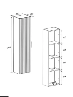 Otitec Colonne haute - 35 x 140 cm - 1 porte - Chêne Wotan - WOTANIA