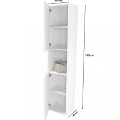 Bb Loisir Colonne Meuble Salle de bain 165x35x30cm 2 portes blanc COLO à fixer au mur