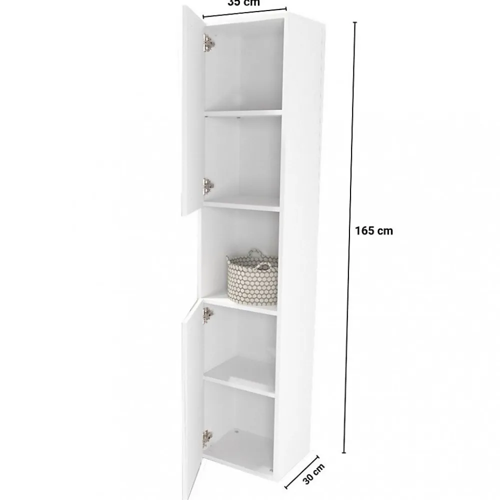 Bb Loisir Colonne Meuble Salle de bain 165x35x30cm 2 portes blanc COLO à fixer au mur