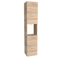 Bb Loisir Colonne Meuble Salle de bain 165x35x30cm 2 portes couleur chêne COLO à fixer au mur