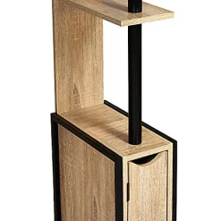 Nature Pro Colonne Meuble Wc Salle de Bain 2 Portes en Bois Design Industriel Marron 3 Etagères Toilettes
