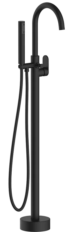 Colonne De Baignoire|Essebagno Colonne mitigeur mécanique de baignoire îlot + flexible + douchette, H.113 cm, noir,