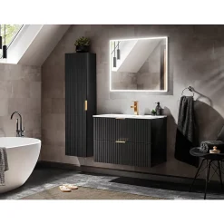 Colonne De Salle De Bains|Petits-Meubles Colonne murale salle de bain 1 porte Adriel Noir