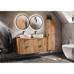 Petits-Meubles Colonne murale salle de bain 1 porte Adriel Bois