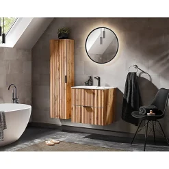 Petits-Meubles Colonne murale salle de bain 1 porte Adriel Bois