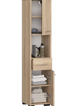 3xE Living Colonne salle de bain, 2 armoires, 1 tiroir, 140 x 30 x 30 cm, chêne sonoma