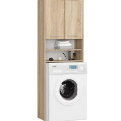 Armoire De Salle De Bains|3xE Living Colonne salle de bain, 2 armoires, 140 x 30 x 30 cm, chêne sonoma