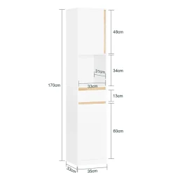Colonne De Salle De Bains|Sobuy Colonne Salle de Bain 2 Portes, Tiroir, Compartiment et étagères Réglables, BZR80-W,