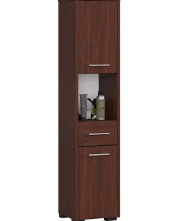 3xE Living Colonne salle de bain, 2 portes, 1 tiroir, 140 x 30 x 30 cm, wengé