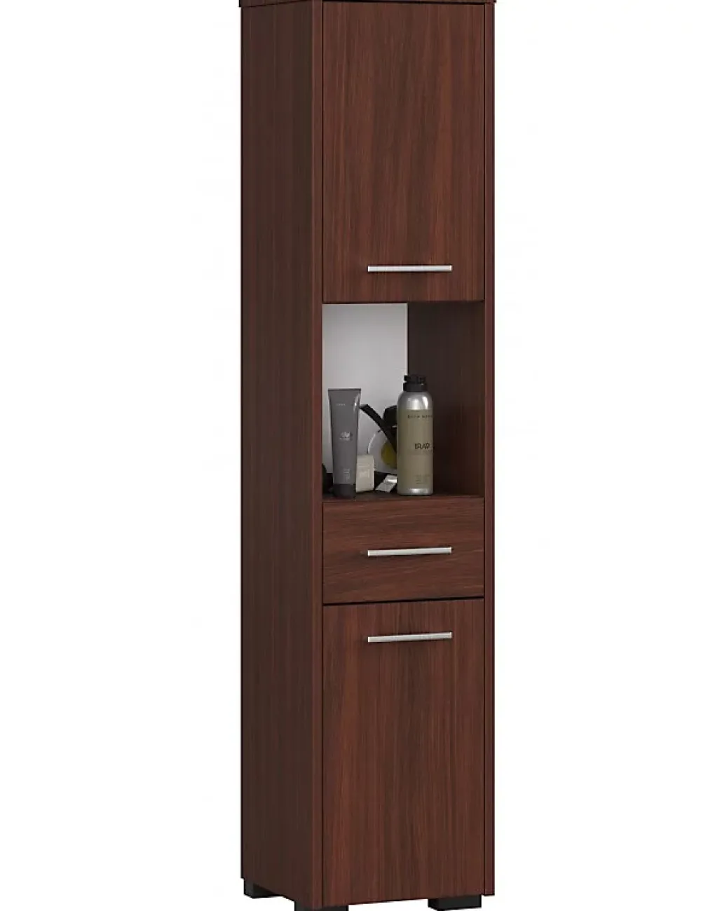 3xE Living Colonne salle de bain, 2 portes, 1 tiroir, 140 x 30 x 30 cm, wengé