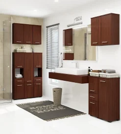3xE Living Colonne salle de bain, 2 portes, 1 tiroir, 140 x 30 x 30 cm, wengé
