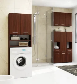 3xE Living Colonne salle de bain, 2 portes, 1 tiroir, 140 x 30 x 30 cm, wengé