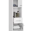 3xE Living Colonne salle de bain, 140 x 30 x 30 cm, blanc mat, blanc brillant