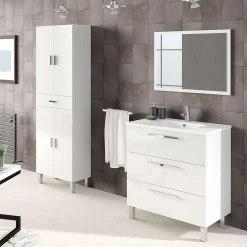 Colonne De Salle De Bains|Pegane Colonne salle de bain avec 4 Portes coloris blanc brillant - 182 x 60 x 29 cm