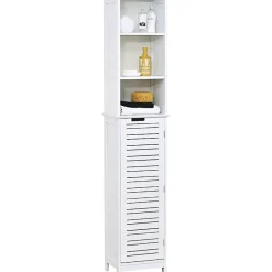 Meuble De Salle De Bains Faible Profondeur|Tendance Colonne salle de bain blanche 1 porte 3 niveaux Miami