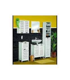 Meuble De Salle De Bains Faible Profondeur|Tendance Colonne salle de bain blanche 1 porte 3 niveaux Miami
