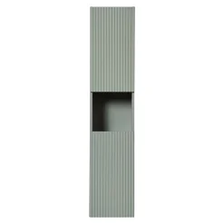 Meublorama Colonne salle de bain ELVINA 2 portes H140 cm Coloris vert sauge pastel Meuble suspendu