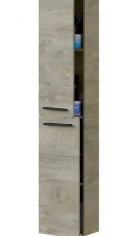 Pegane Colonne salle de bain Suspendue avec 2 Portes coloris Alaska chêne à nœuds - Hauteur 150 x Longueur 30 x Profondeur 25 cm