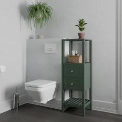 GoodHome Colonne salle de bains à poser l.40 x H.120 x P.36 cm vert, Perma