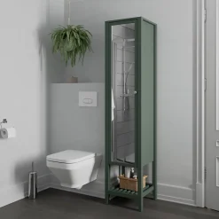 GoodHome Colonne salle de bains à poser avec miroir vert mat l.40 x H.185 x P.36 cm, Perma
