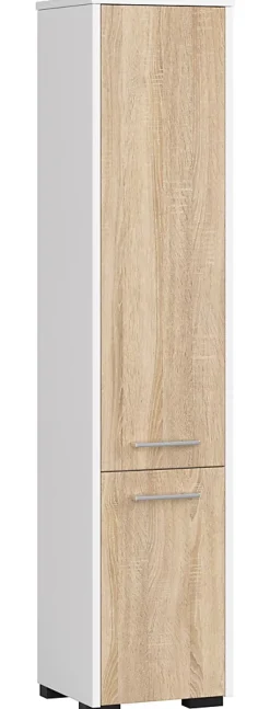 Akord Furniture Factory Colonne salle de bains AKORD FIN Blanche 30 cm 2 portes façade Chêne Sonoma 5 étagères 30x30x140 cm