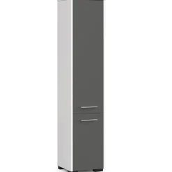 Akord Furniture Factory Colonne salle de bains AKORD FIN Blanche 30 cm 2 portes façade Gris Graphite 5 étagères 30x30x140 cm