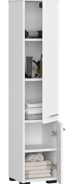 Akord Furniture Factory Colonne salle de bains AKORD FIN Blanche 30 cm 2 portes façade Blanche 5 étagères 30x30x140 cm