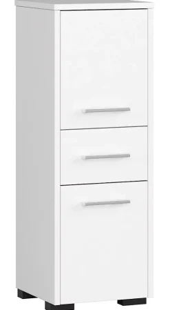 Akord Furniture Factory Colonne salle de bains AKORD FIN Blanche 30 cm 2 portes 1 tiroir façade Blanche 3 étagères 30x30x85 cm