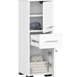 Akord Furniture Factory Colonne salle de bains AKORD FIN Blanche 30 cm 2 portes 1 tiroir façade Blanche 3 étagères 30x30x85 cm