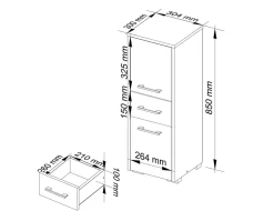 Akord Furniture Factory Colonne salle de bains AKORD FIN Blanche 30 cm 2 portes 1 tiroir façade Blanche 3 étagères 30x30x85 cm