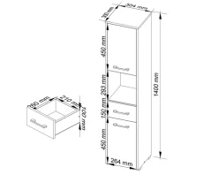 Akord Furniture Factory Colonne salle de bains AKORD FIN Blanche 30 cm 2 portes 1 tiroir façade Chêne Sonoma 5 étagères 30x30x140 cm