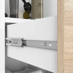 Akord Furniture Factory Colonne salle de bains AKORD FIN Blanche 30 cm 2 portes 1 tiroir façade Chêne Sonoma 5 étagères 30x30x140 cm