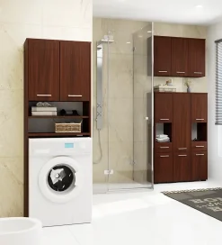 Meuble De Salle De Bains Faible Profondeur|Akord Furniture Factory Colonne salle de bains AKORD FIN Wengé 30 cm 2 portes 1 tiroir façade Wengé 3 étagères 30x30x85 cm
