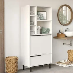 Pier Import Colonne salle de bains blanche 3 portes 5 niches JENA