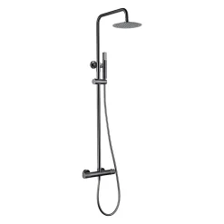 Colonne De Douche Encastrable|Imex Products Colonne vasquedouche noire acier et laiton avec douchette anticalcaire et mitigeur thermostatique