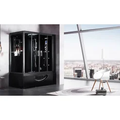 Baignoire Balnéo|Archipel Combi Balneo douche Hammam CBH BLACK 179x97 - DROITE