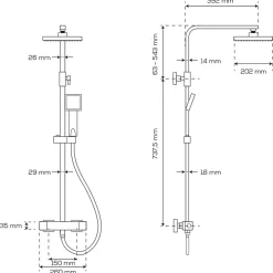 Colonne De Douche Thermostatique|Cuisibane Combiné de douche et douchette SQUARE - Chromé
