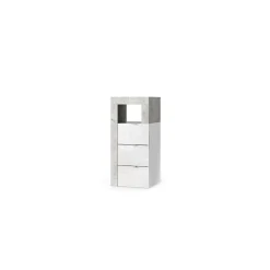 Meuble De Salle De Bains Faible Profondeur|Meublorama Commode de salle de bains BURA 3 tiroirs L35 cm Blanc brillant laqué et gris aspect béton