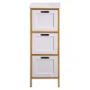 Armoire De Salle De Bains|Meuble De Salle De Bains Faible Profondeur|Mobili Rebecca Commode de Salle de Bains 3 Tiroirs MDF Bambu Blanc Marron Rebecca Mobili