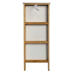 Armoire De Salle De Bains|Meuble De Salle De Bains Faible Profondeur|Mobili Rebecca Commode de Salle de Bains 3 Tiroirs MDF Bambu Blanc Marron Rebecca Mobili