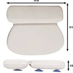 Vivezen Coussin, oreiller de bain avec ventouses pour baignoire, Spa - Blanc -