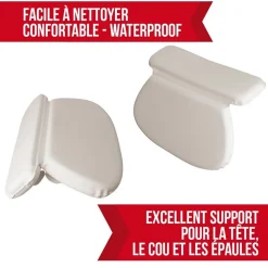 Vivezen Coussin, oreiller de bain avec ventouses pour baignoire, Spa - Blanc -